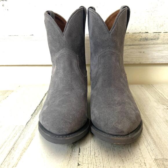 Frye Womens 9 Gray Suede Leather Heeled Pointed Toe Western Ankle Booties NEW - Picture 3 of 9